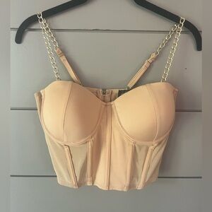 Say‎ What corset bustier w/ metallic chain, zipper and mesh size S EUC